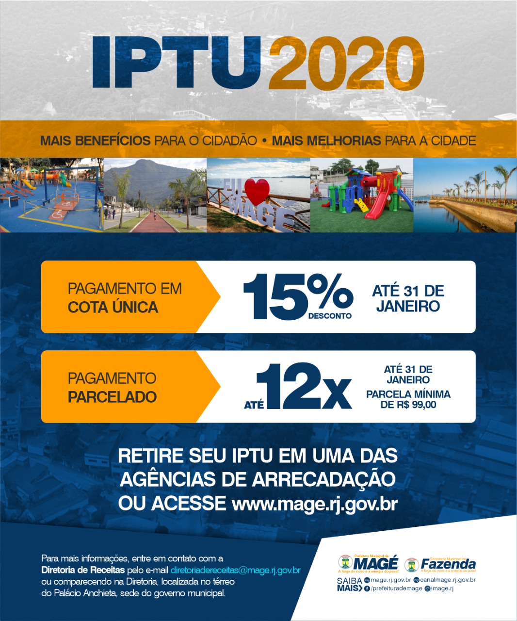 Prefeitura de Magé oferece 15% de desconto no IPTU 2020 e débitos antigos ainda podem ser parcelados