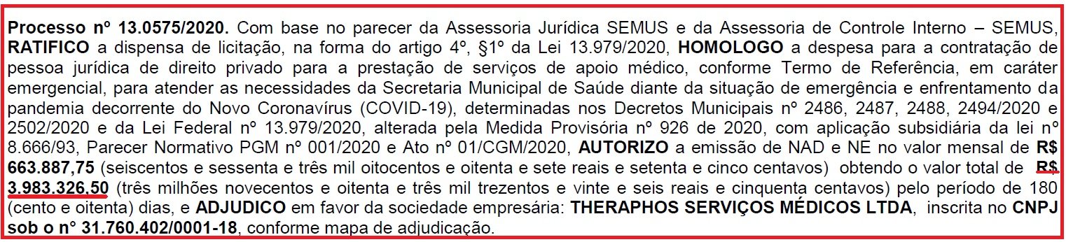 Queimados: empresa de ex-secretário é escolhida sem licitação para dar apoio médico e vai receber R$ 3,9 milhões em seis meses