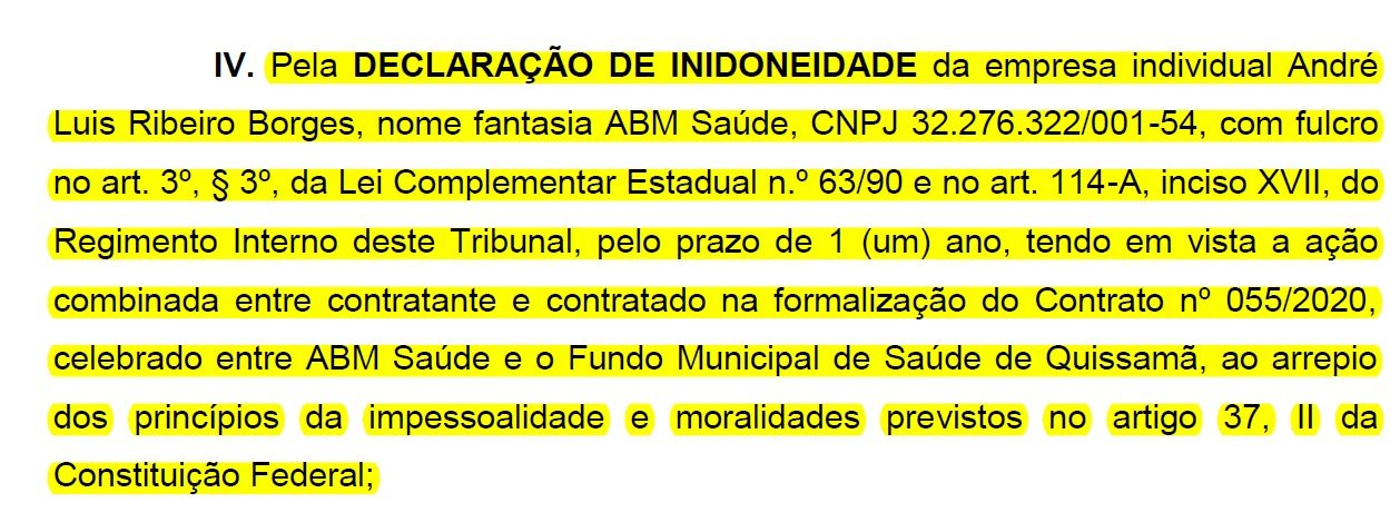 Empresa contratada para montar hospital de campanha em Quissamã é declarada inidônea pelo Tribunal de Contas