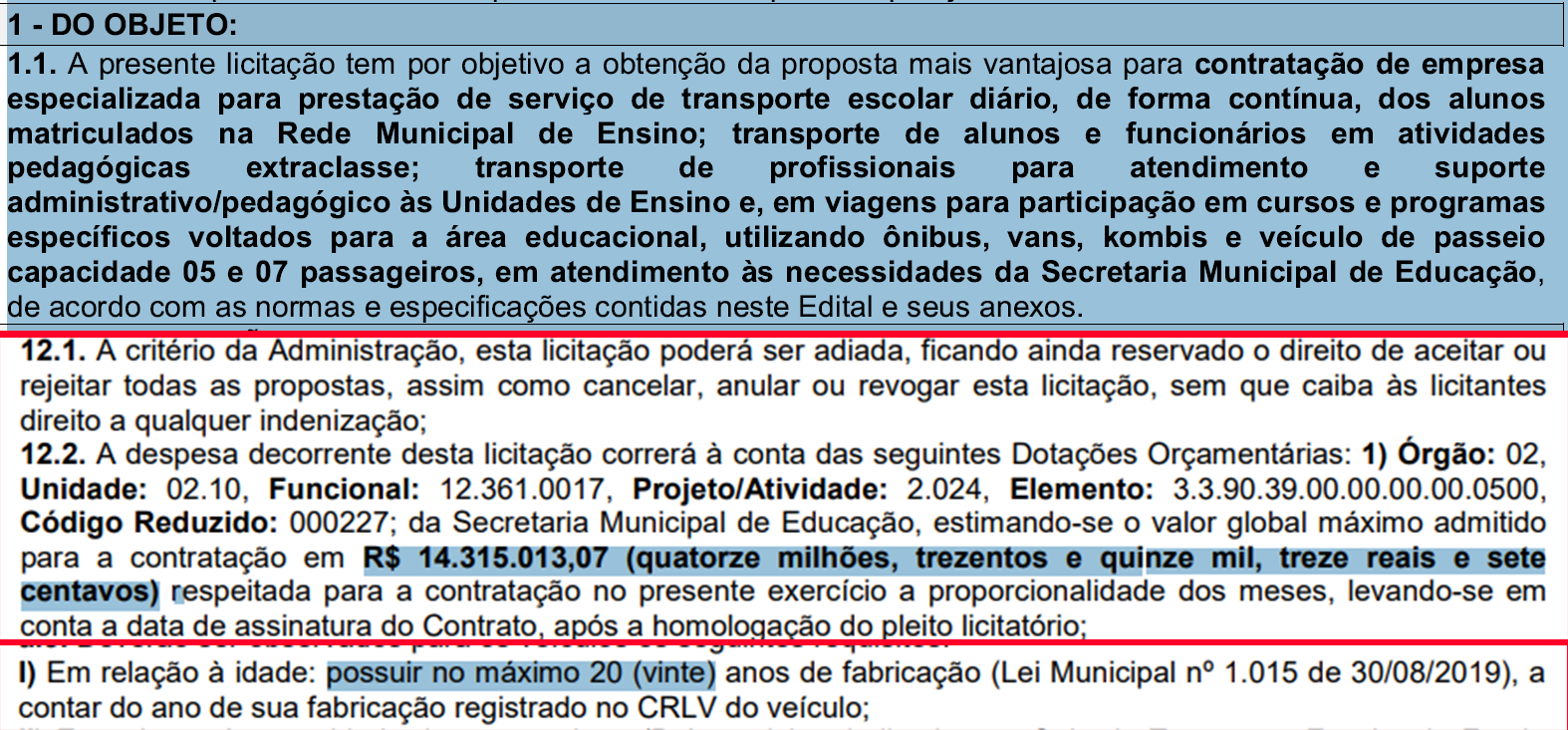 Prefeitura de Itatiaia se dispõe a pagar mais de R$ 14 milhões por transporte de alunos em veículos com até 20 anos de uso, quando a “idade” recomendada é de no máximo de sete