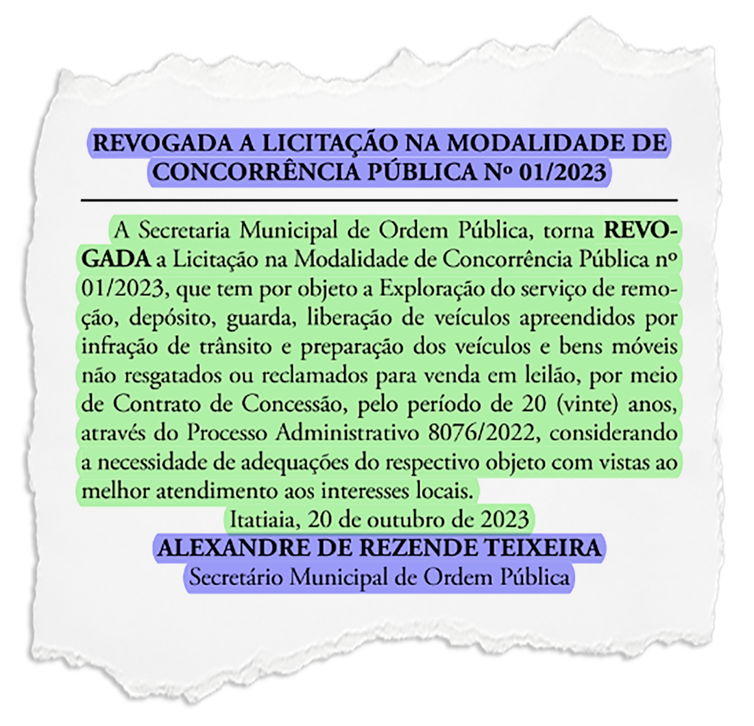 Itatiaia: Prefeitura revoga licitação de reboque de veículos
